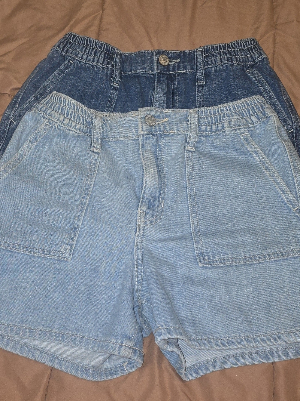 Old Navy Girls Two-Tone Denim Cargo Shorts -Light Blue & Dark Blue 2pack-sz 14